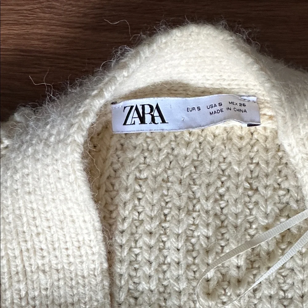 Zara long wrap chunky knit oversized cardigan - Picture 5 of 11